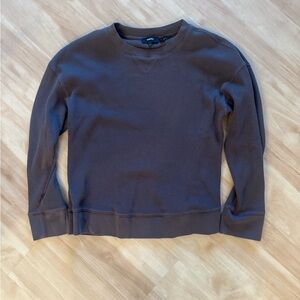 Theory Brown Waffle Knit Sweatshirt Women’s L Pima Cotton
